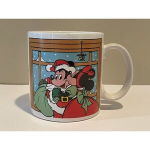 Vintage 1988 WALT DISNEY Applause Christmas 12oz. Coffee Mug Cup Mickey Minnie‎
